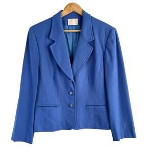 Pendleton Vintage 100% Wool Three Button Blazer Jacket‎ in Blue, Size 12